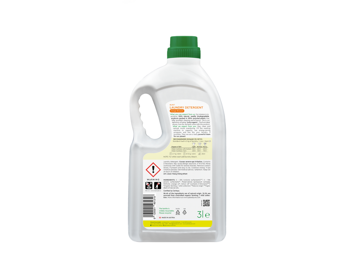 Planet Pure - Eco detergent - Coloured laundry - Orange Blossom - 3L