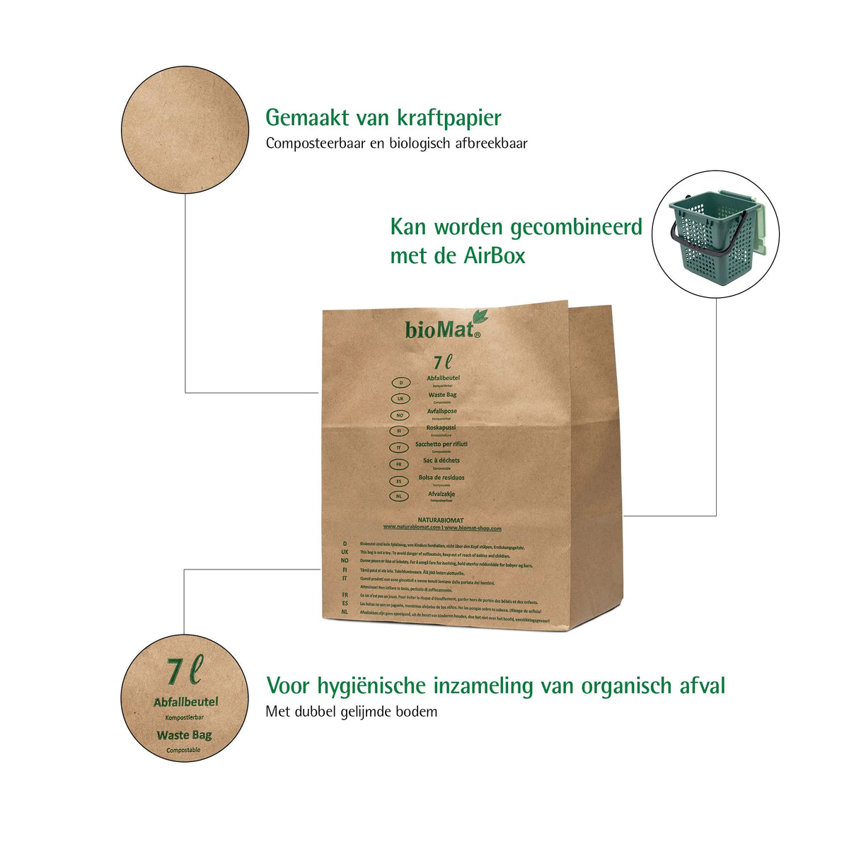 BioMat - paper garbage bag - 40 x 7 liters
