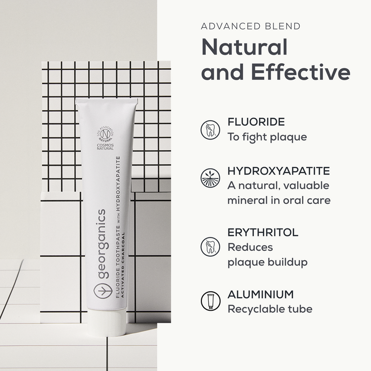 Georganics - Fluoride toothpaste with hydroxyapatite - 75ml - Charcoal