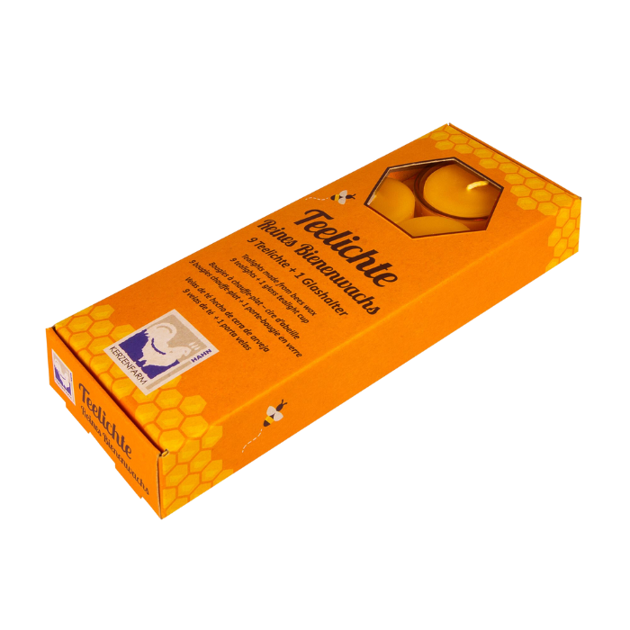 Tea lights - Beeswax -9 pieces incl. glass