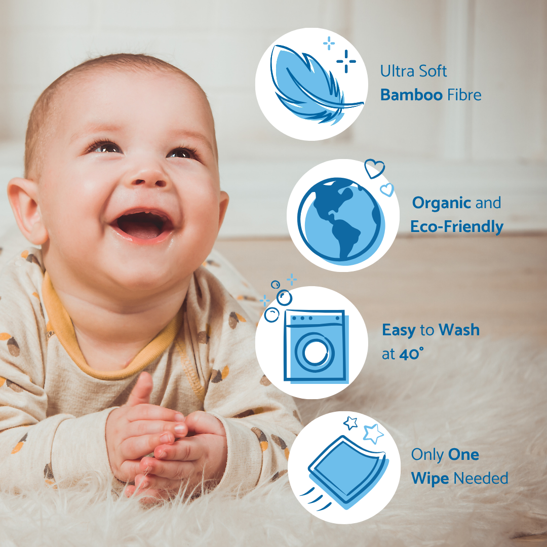 Premium All-in-One Kit Bamboo - Washable Baby Wipes - Blue Box