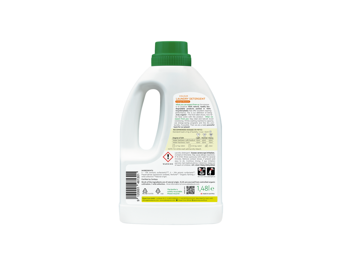 Planet Pure - Eco detergent - Coloured laundry - Orange Blossom - 1.48L
