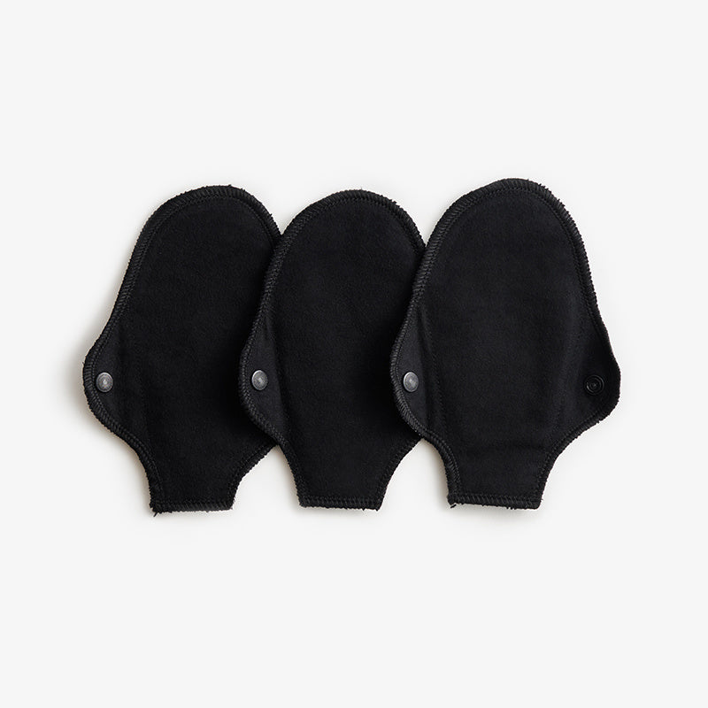 Washable Thong with Snap Buttons - 3 Pieces - Black