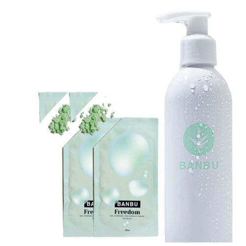 Shower gel powder & reusable Bottle - 2 pieces - Mint - Freedom - 500 ML