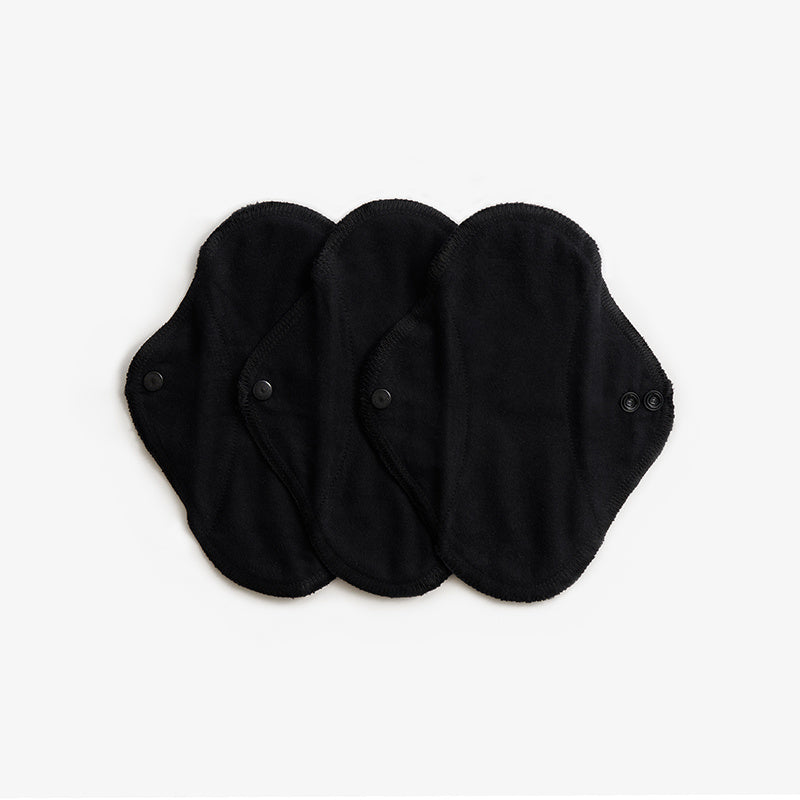 Starter Kit Washable Sanitary Pads - Black - Push Buttons