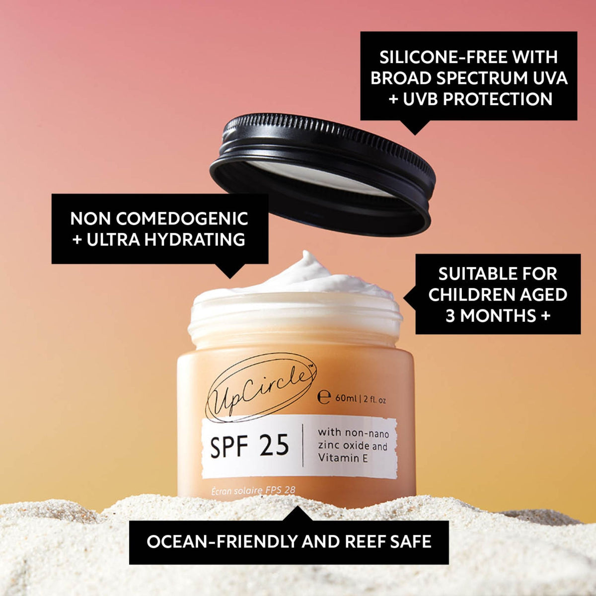Sunscreen - Face - SPF 25 - Upcycled raspberries - Travel Size