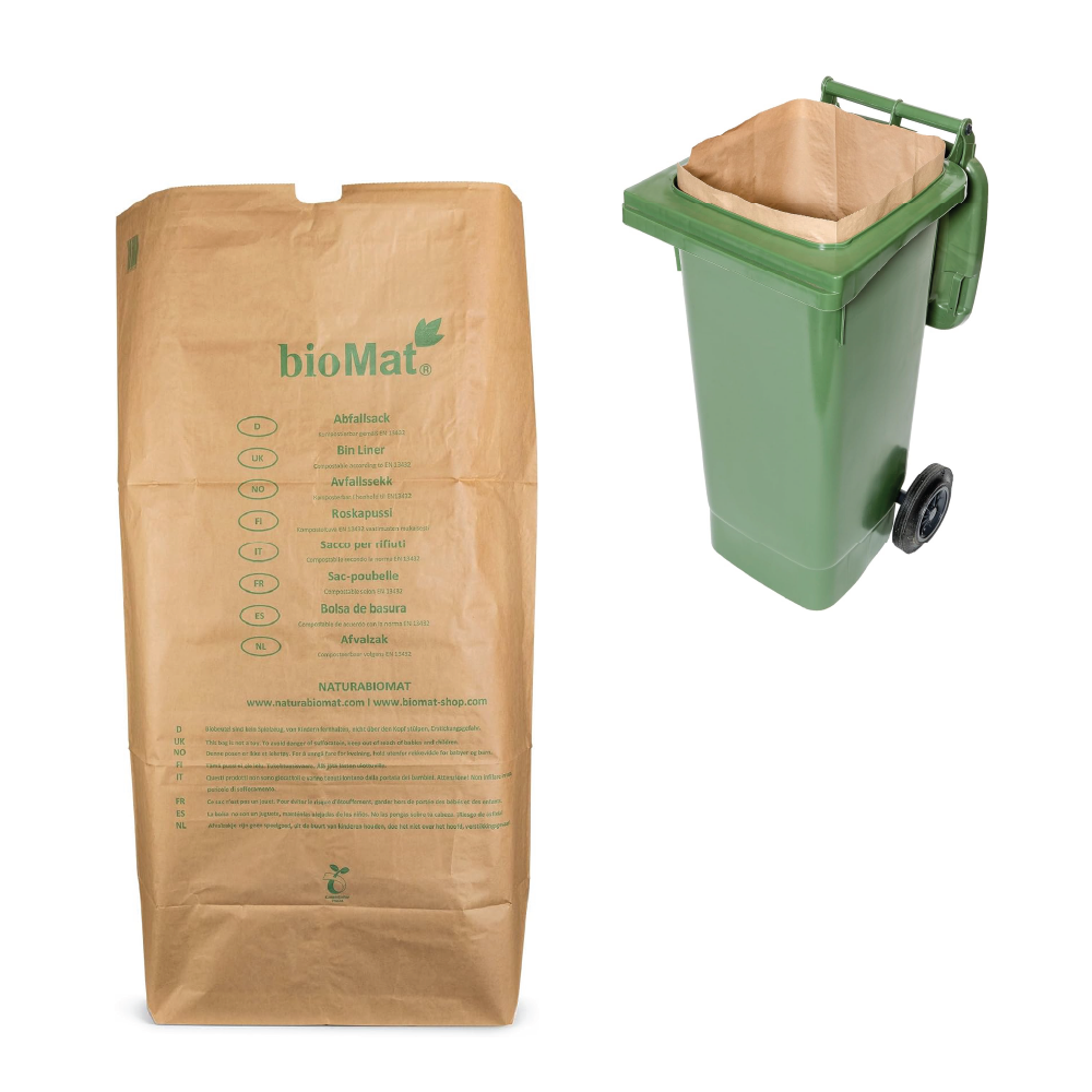 BioMat - Compostable paper container bags - 1 layer - 120/140 Liter