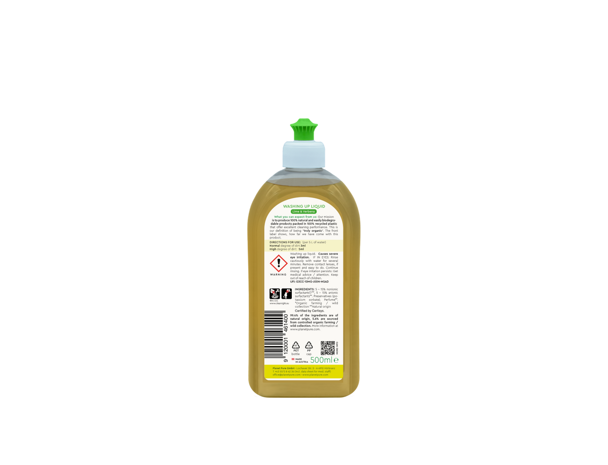 Planet Pure - Dishwashing Liquid - Lime & Verbena - 500 ml