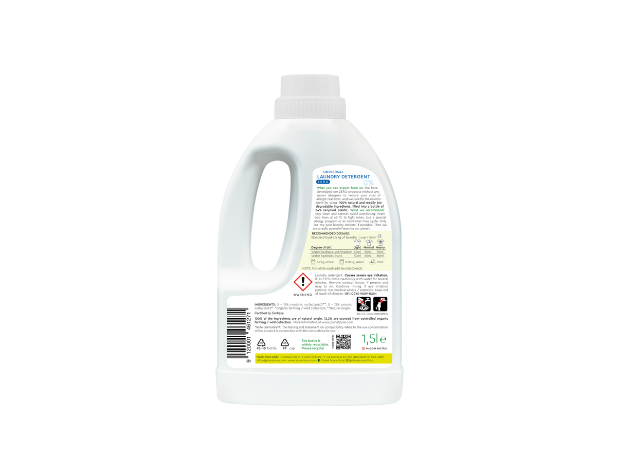 Planet Pure - universal detergent hypoallergenic - 0% ZERO - 1.5L