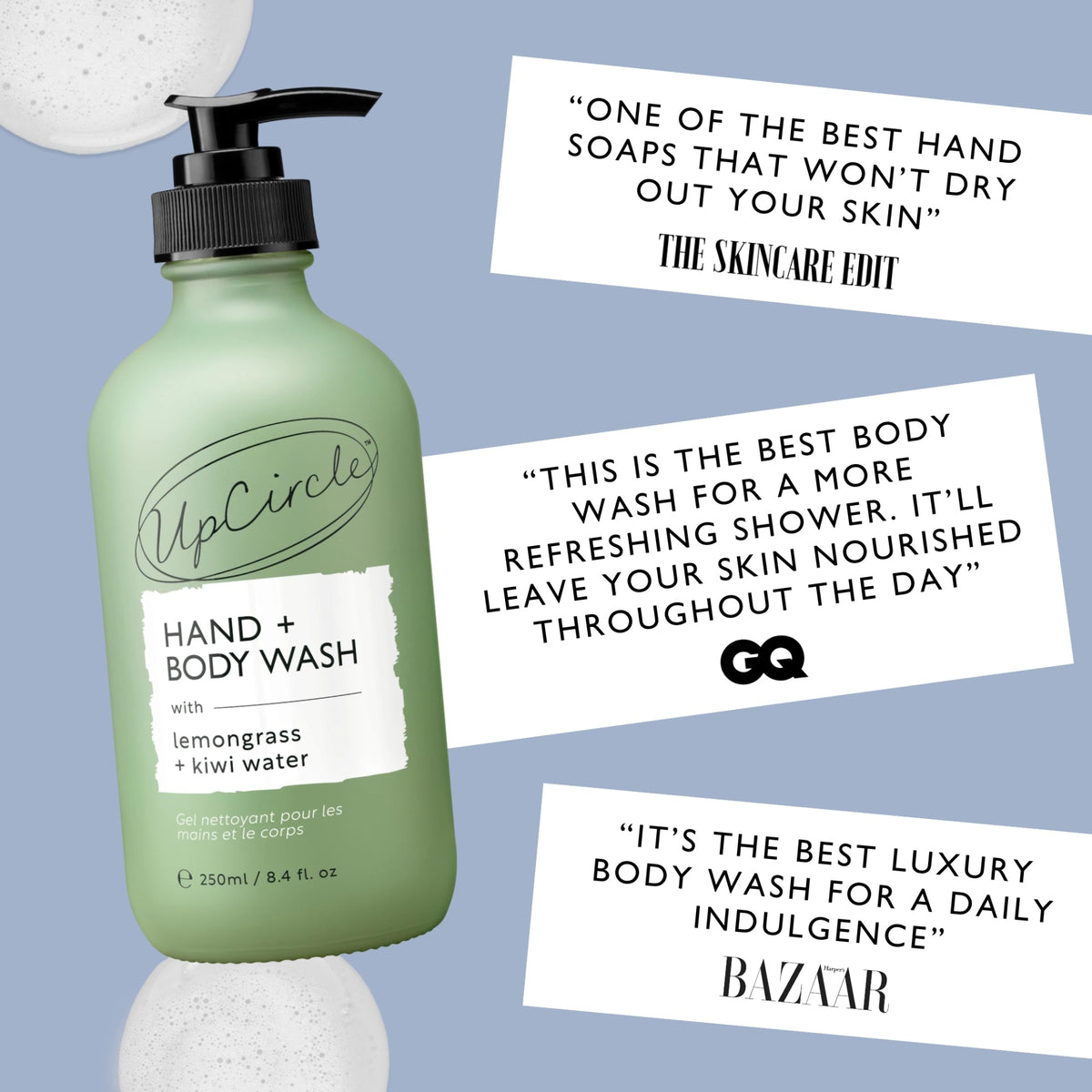 Hand + Body Wash – Upcycled Kiwi Water – 250 ML