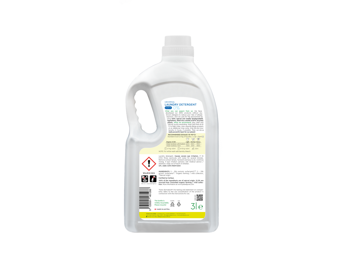 Planet Pure - universal perfume free detergent - 0% ZERO - 3L