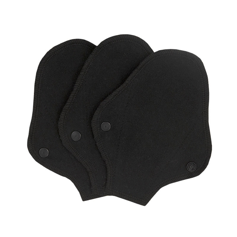Washable Thong with Snap Buttons - 3 Pieces - Black