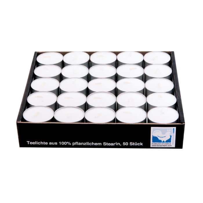 Tea lights -  Plantaardige stearine - 50 pieces - White