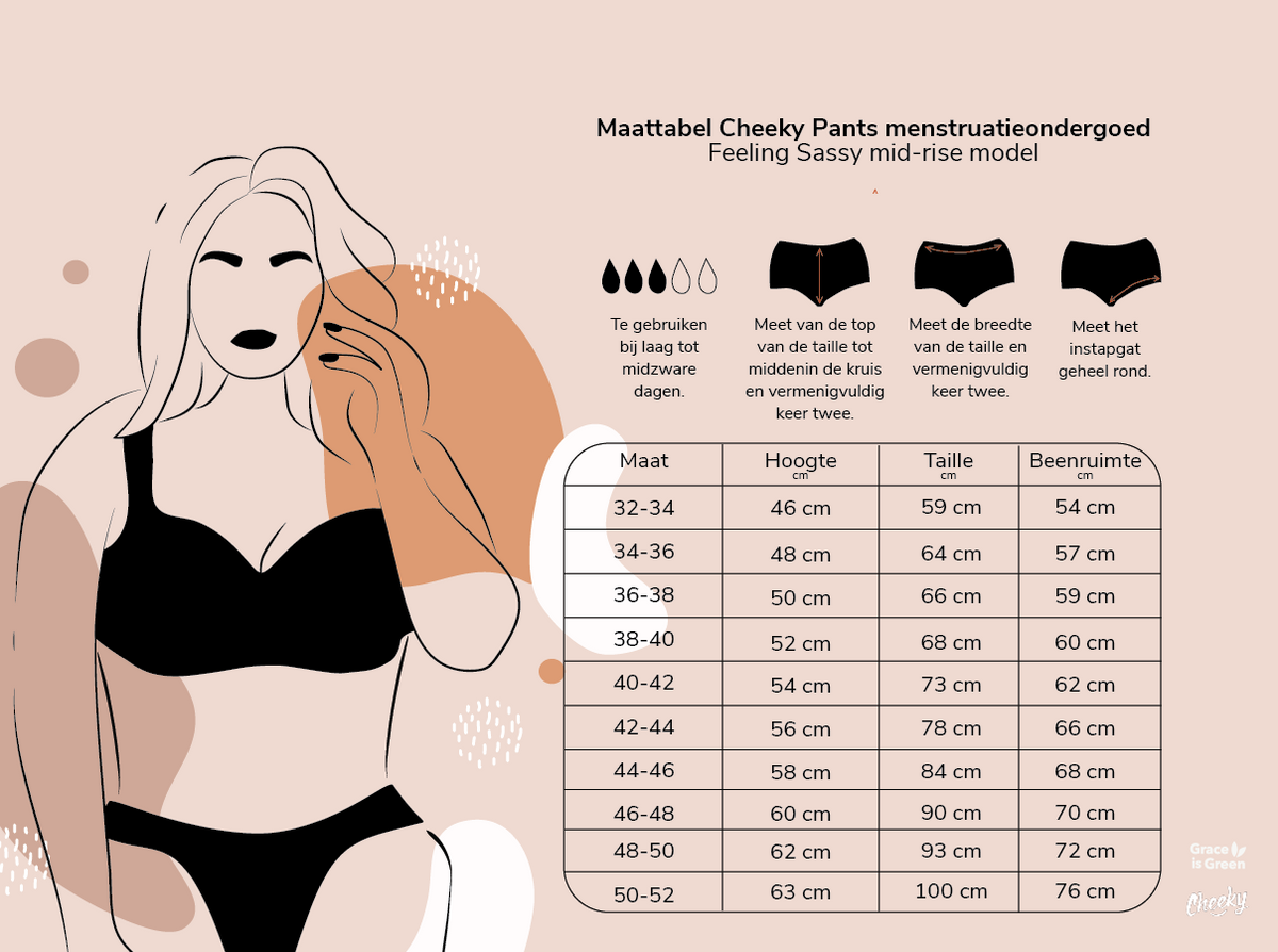 Set of 3 + wetbag - Cheeky Pants menstrual underwear 1 x Feeling Sassy + 1 x Pretty + 1 x Sport - black