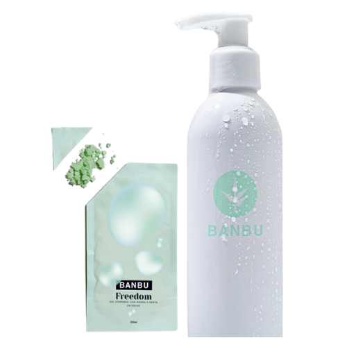 Shower Gel Powder & Reusable Bottle - Mint - Freedom - 250 ML