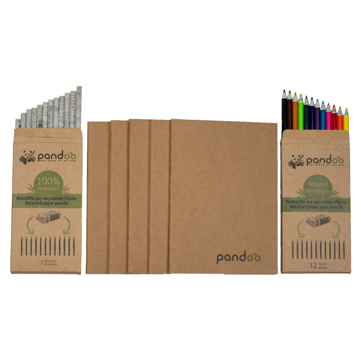 Bamboo notebook A5 + Pencils & colored pencils from recycled paper