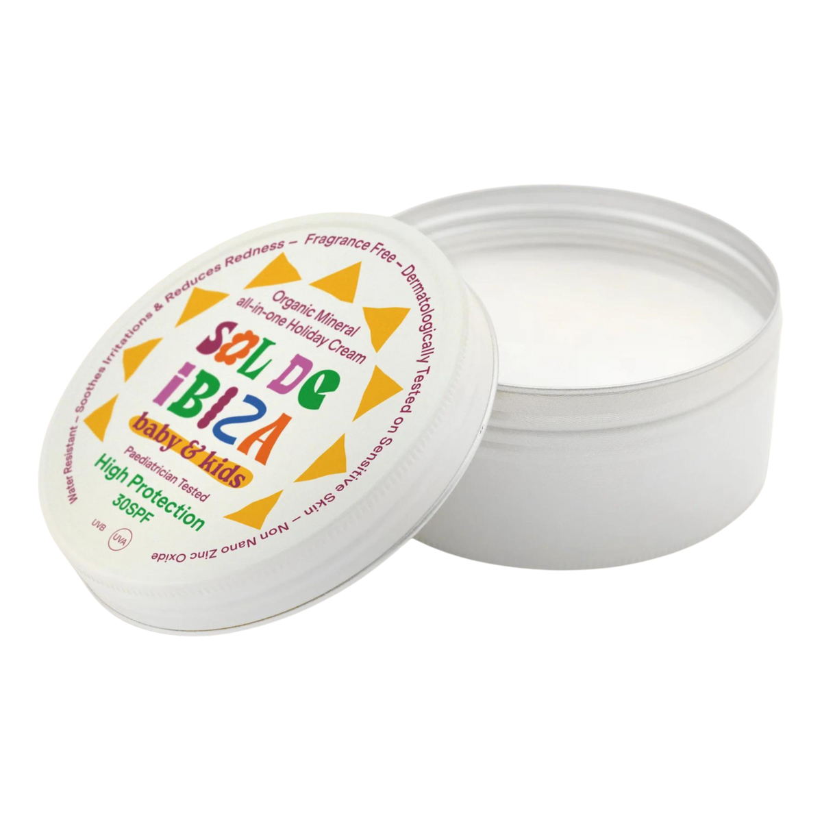 Sol de Ibiza Baby & Kids · High Protection SPF30 · Broad-Spectrum UVA Blocks 97% UVB
