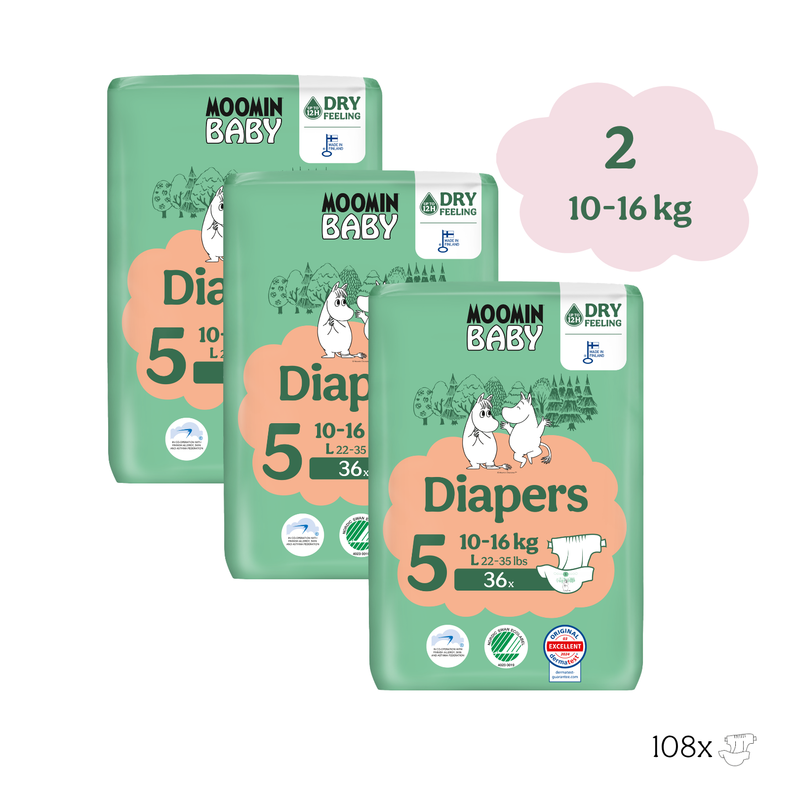 Moomin Baby - Eco Diapers - size 5 - 10 to 16 kg - Discount packaging