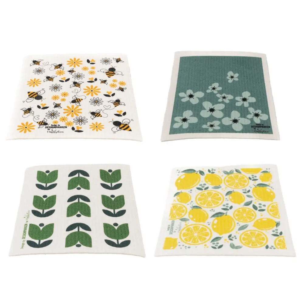 HappyEco - 4 pieces - Swedish dishcloths with print