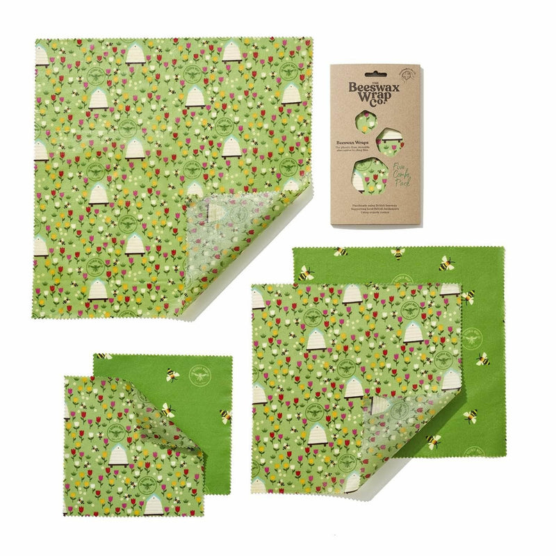 Beeswax food wraps large kitchen pack - land - 5 pieces