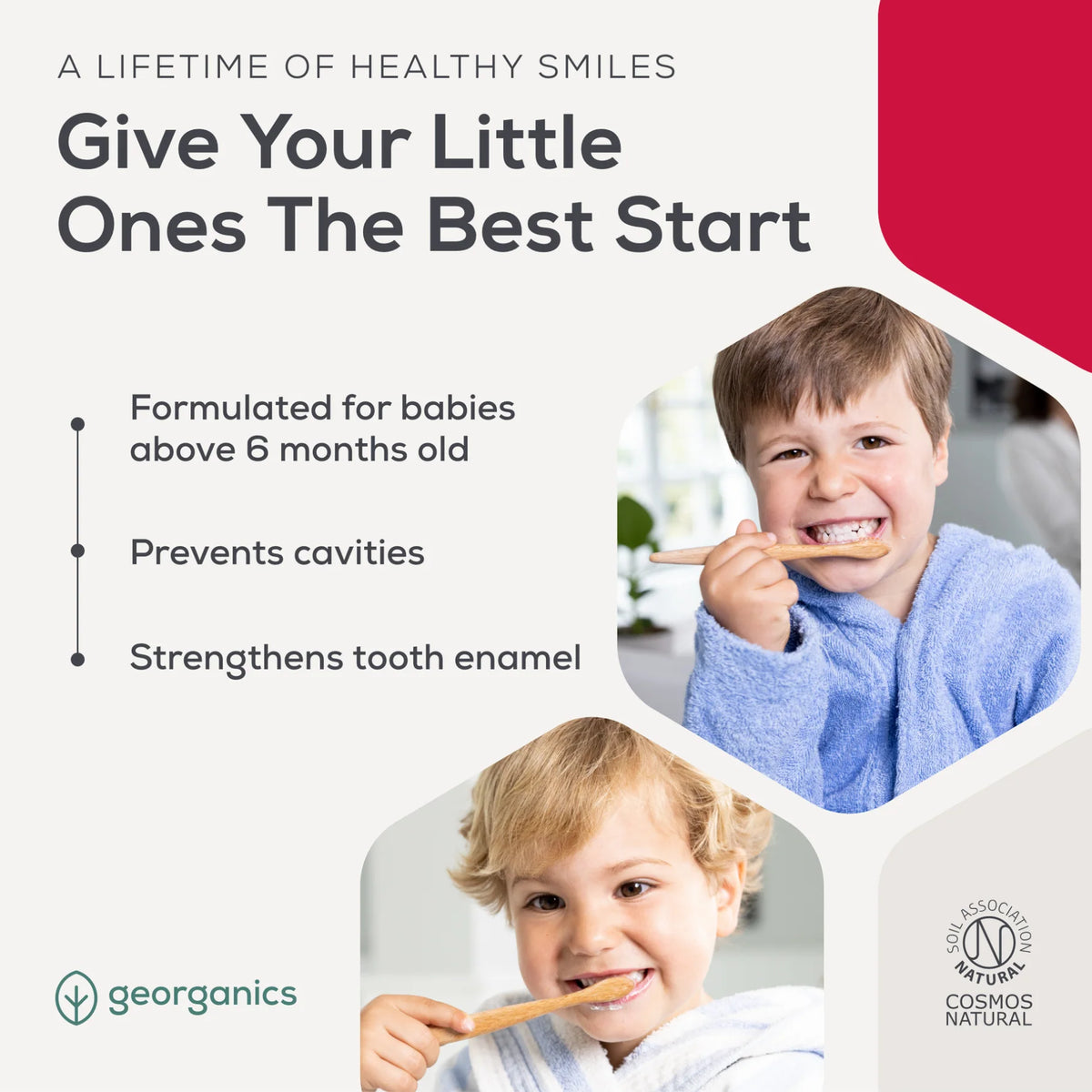 Georganics - Children's Toothpaste with Hydroxyapatite - Strawberry - Fluoride-Free
