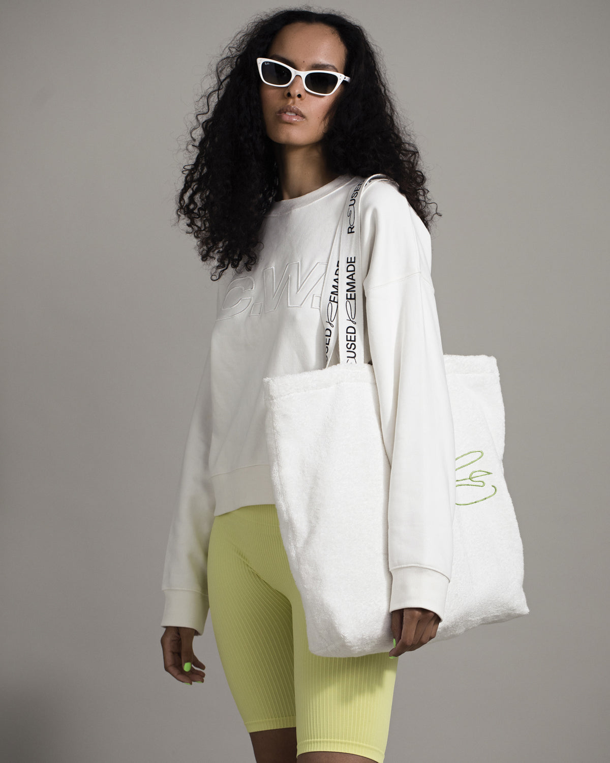 Beach Bag - Terry Cloth - Lime - Upcycle