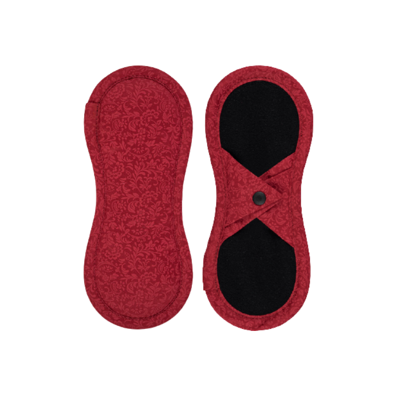 Organic Cotton - Satin Washable Panty Liners with Push Buttons - 3 pieces - red