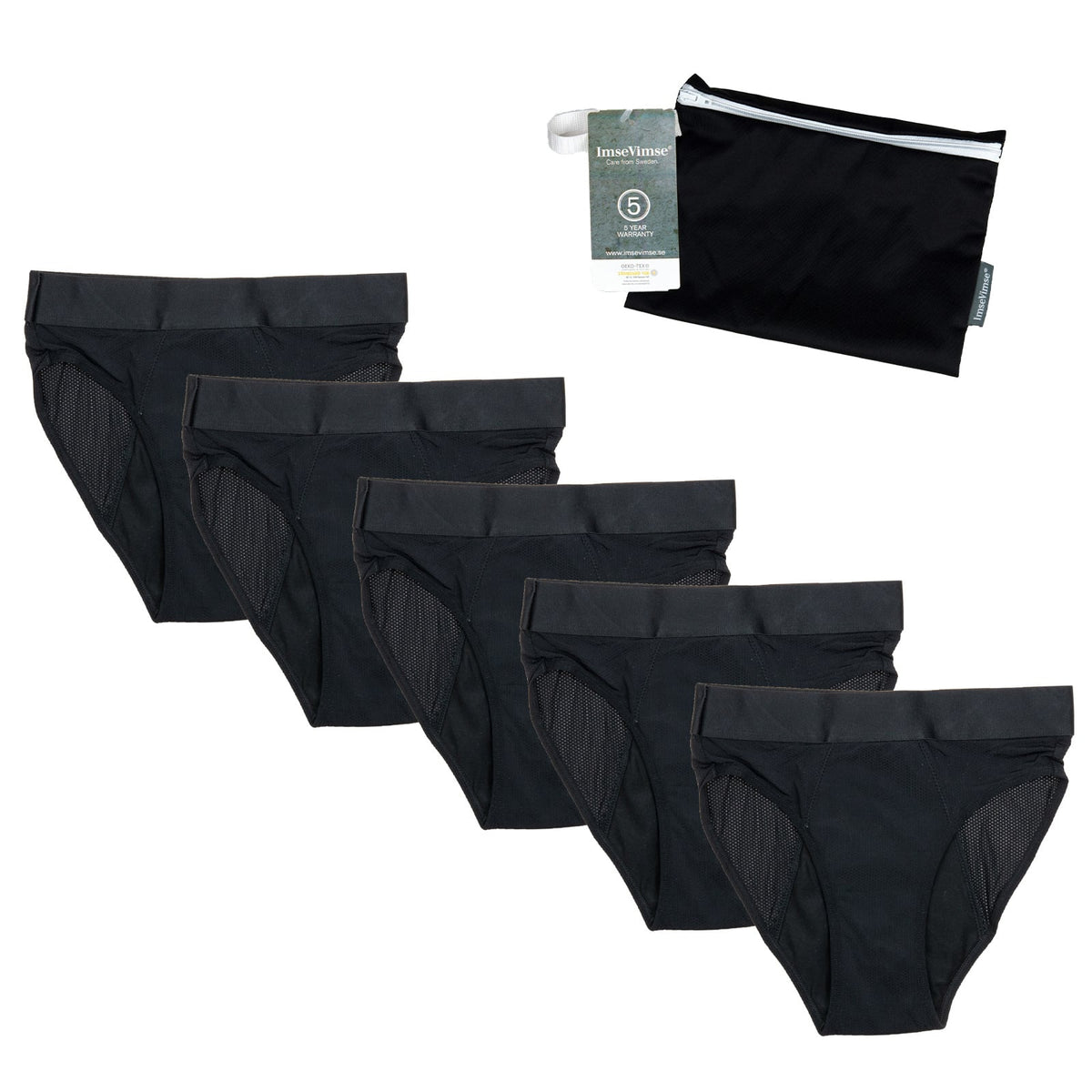 Set of 5 - Cheeky Pants menstrual underwear Feeling Hip + Wetbag