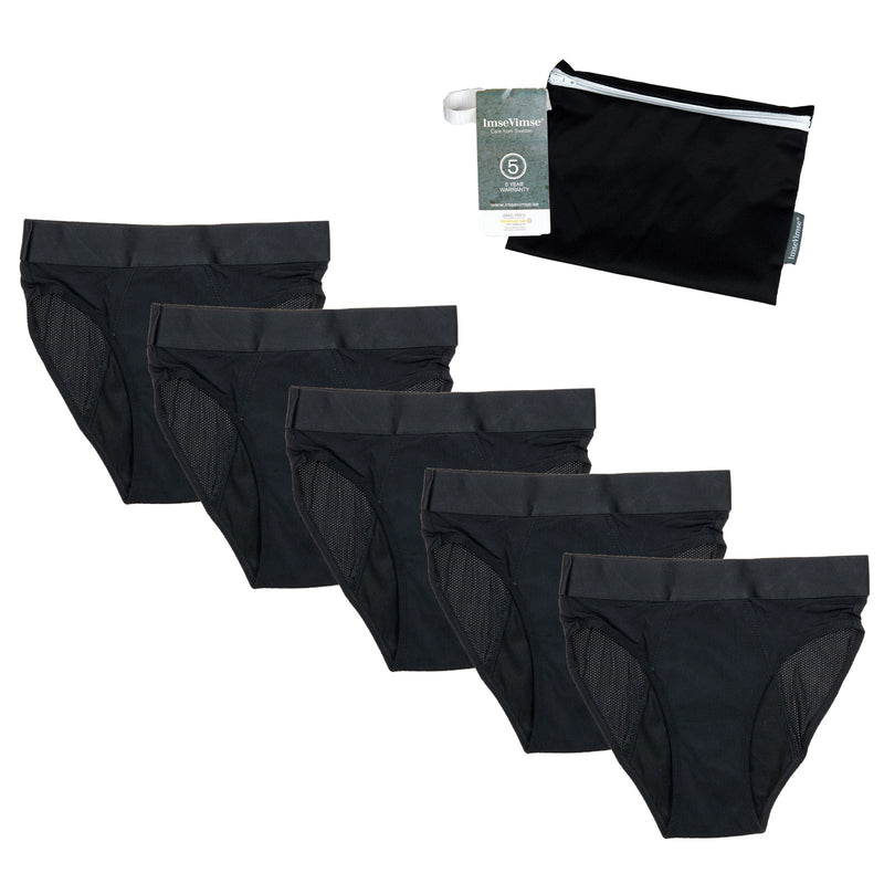 Set of 5 - Cheeky Pants menstrual underwear Feeling Hip + Wetbag