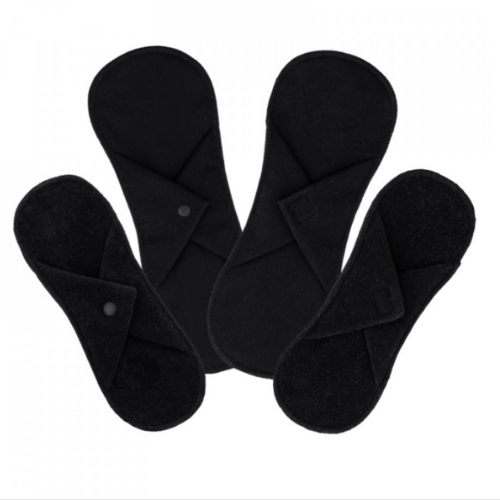 4-pack reusable sanitary pads and panty liners - Black