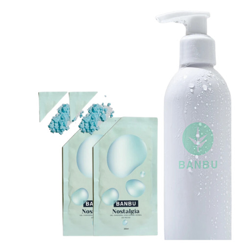 Shower gel powder & reusable Bottle - 2 pieces - Herbal - Nostalgia - 500 ML