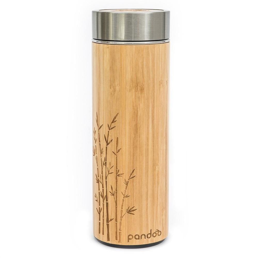 Pandoo bamboo thermos flask with tea strainer insulated - 480 ML