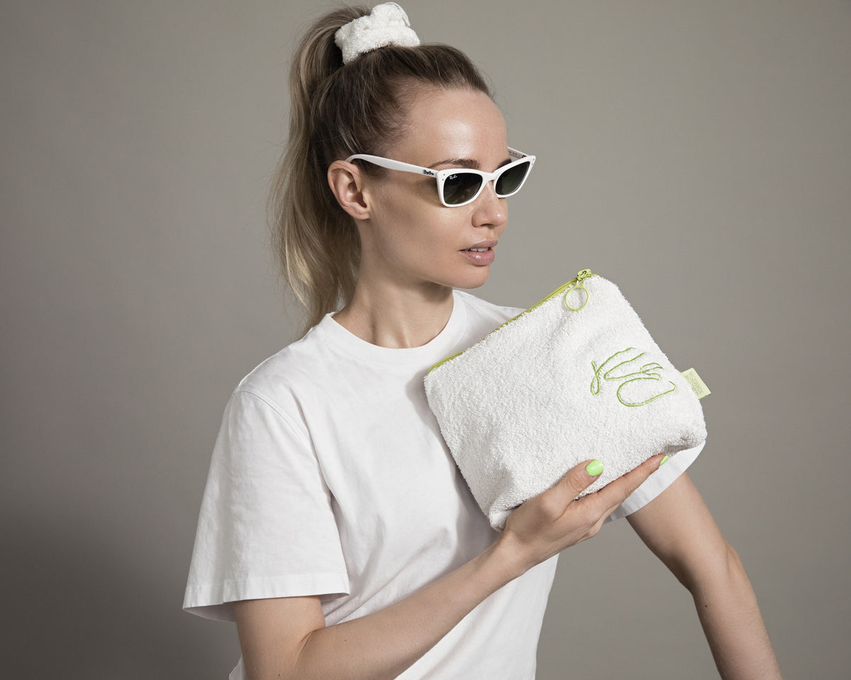 Toiletry bag - Terry cloth - Upcycle - Medium - Lime
