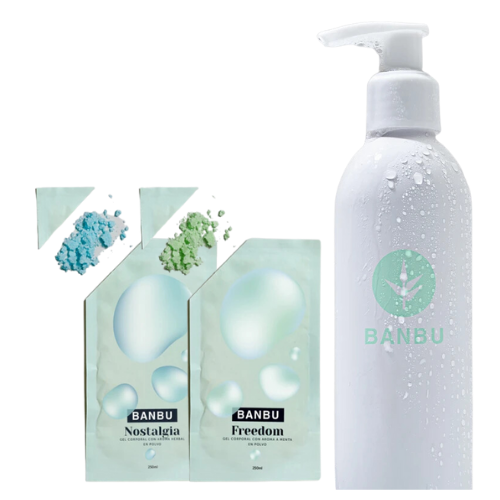 Shower Gel Powder & Reusable Bottle - Herbs & Mint - 500 ML