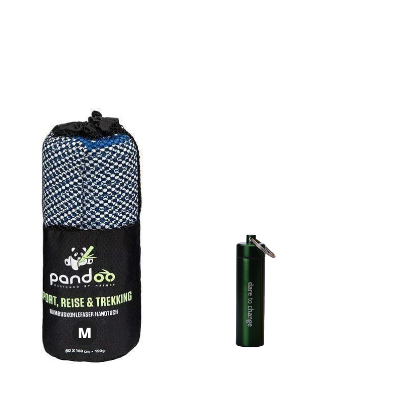 Quick Dry Bamboo Fiber Towel Blue - Medium + Dr Isla Compressed Towels Bamboo - 3 Colors