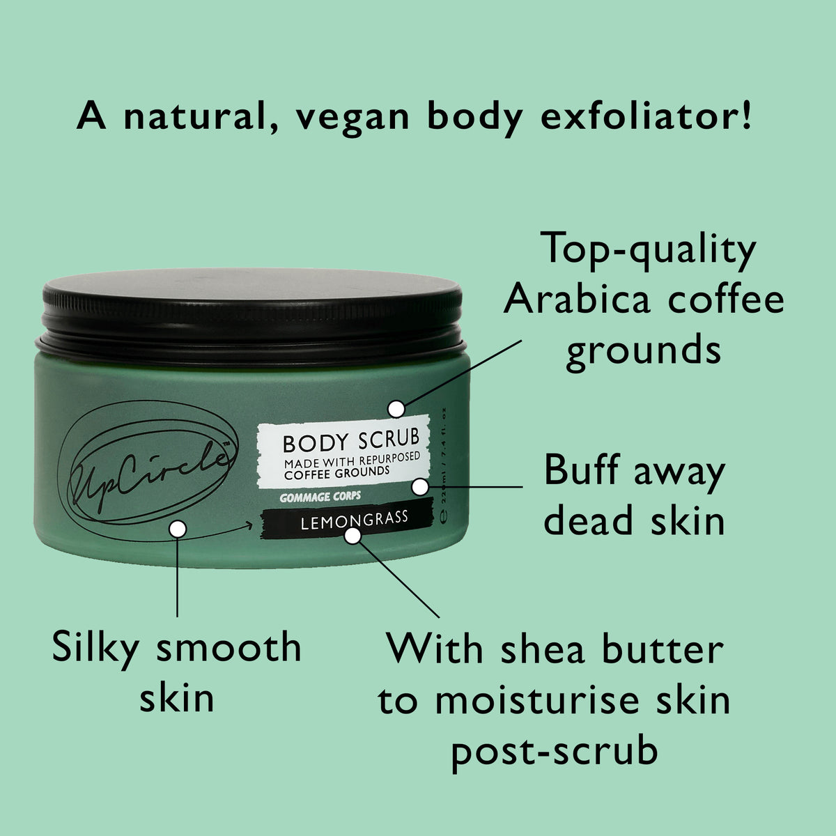 Body Scrub - Reused Coffee Grounds - 220 ml