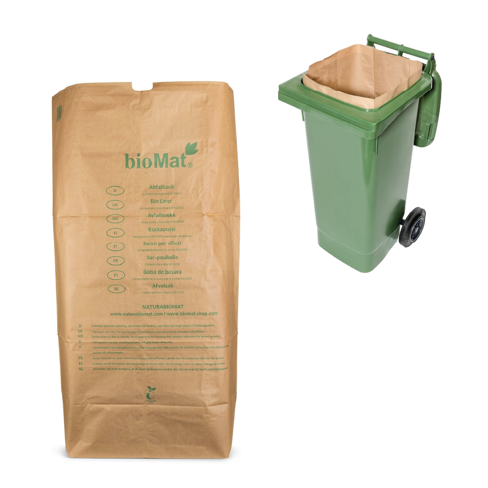 BioMat - Compostable paper container bags - 1 layer - 240 liters
