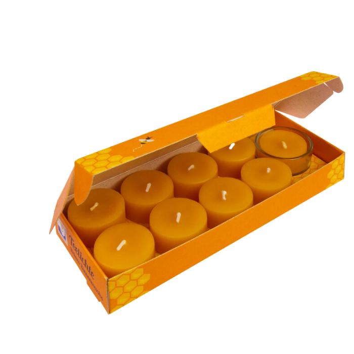 Tea lights - Beeswax -9 pieces incl. glass