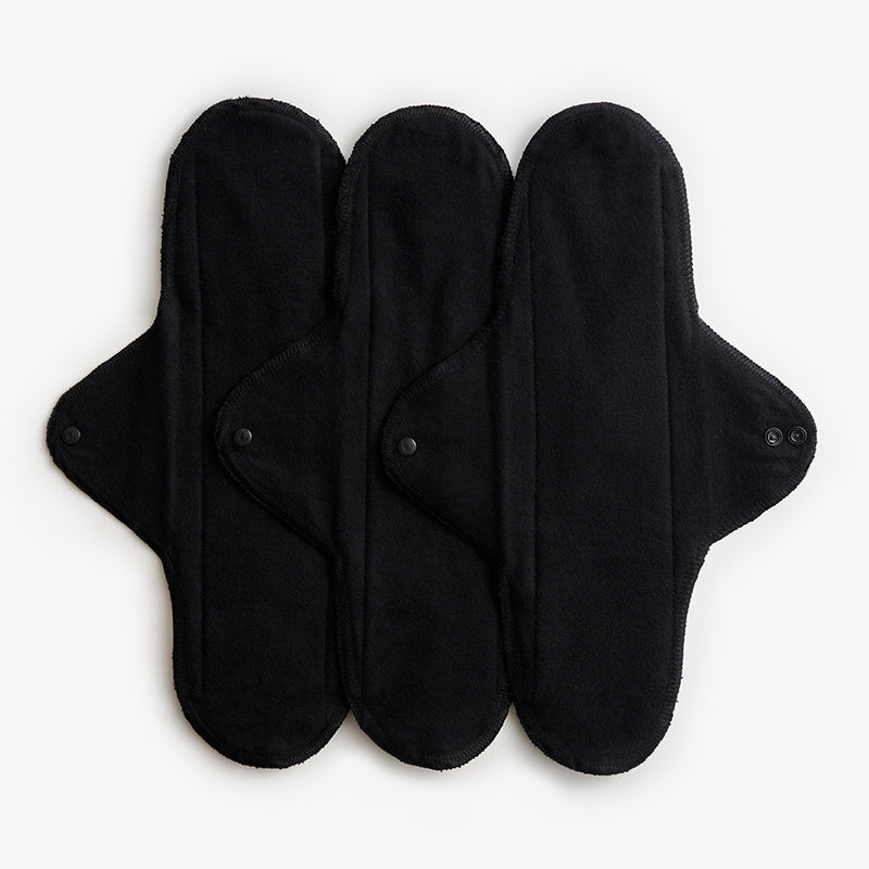 Starter Kit Washable Sanitary Pads - Black - Push Buttons